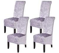 MINGPINHUIUS Dining Chair Covers Set of 4 - Crushed Velvet XL for Chairs 4, Stretch High Back Slipcovers Protector Room Wedding Hotel Banquet Party (Silver Grey)