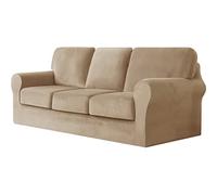 MINGPINHUIUS Super Soft Velvet Stretch Sofa Cover 3 Seater 7 Piece Set | Sofa Cover with Separate 3 Backrest Cover and 3 Seat Cushion Cover, 360-degree Fully Covered Sofa Slipcovers for Living Room