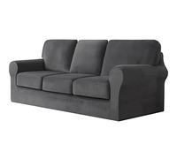 MINGPINHUIUS Super Soft Velvet Stretch Sofa Cover 3 Seater 7 Piece Set | Sofa Cover with Separate 3 Backrest Cover and 3 Seat Cushion Cover, 360-degree Fully Covered Sofa Slipcovers for Living Room