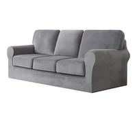 MINGPINHUIUS Super Soft Velvet Stretch Sofa Cover 3 Seater 7 Piece Set | Sofa Cover with Separate 3 Backrest Cover and 3 Seat Cushion Cover, 360-degree Fully Covered Chair Covers for Living Room