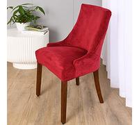 MINGPINHUIUS Velvet Wingback Chair Slipcover,Velvet Stretch Wingback Chair Cover,Sloping Arm Chair Protector Cover for Dining Room Banquet Home Decor Machine Washable Hand Washable (Red, 1)