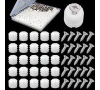 MingQiEven 200 Pack Plastic Hinge Dowel Inserts with Screws, White Dowels Door Hinge for Cabinet Door Drawer Bedside Table Repair Installation Replacement Bathroom Kitchen