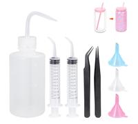 MingQiEven 8 Pack Snow Globe Tumbler DIY Kit - Includes Plastic Squeeze Bottle, Small Funnel, Tweezers, and Bent Syringe for Creative Cup Making