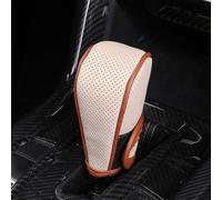 MINGRUILIHAI Car Gear Shift Knob Cover for Mini Countryman 2012-2016, PU Leather Shifter Lever Protector Non-Slip Breathable Shift Handle Cover Accessories,E/Beige with Brown Edges