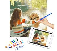 MingSH Personalised Paint by Numbers Photo Custom, Paint by Numbers Kit，DIY Digital Paint by Numbers Kits for Children, Adult Beginners (16 * 20 inches 24Colors No frame Me and my pets
