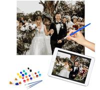 MingSH Personalised Paint by Numbers Photo Custom, Paint by Numbers Kit，DIY Digital Paint by Numbers Kits for Children, Adult Beginners (16 * 20 inches 24Colors Wooden Frame)