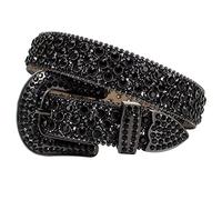 MINGSUN Rhinestone Belt for Men Women, Western Bling Belt Shining Diamond Belt Cowgirl Cowboy Punk Y2K Studded Belt, Black, fits waist from 27"-29"
