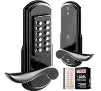 MINGSUO Left Handed Mechanical Door Lock Keyless Keypad Entry Security Combination Not Deadbolt Handle Doors Levers Stainless Steel 304