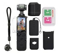 MINGVEN Osmo Pocket 3 Case, Protective Silicone Cover For DJI Pocket 3/Xtra Muse with Screen Protector & Wrist Strap, Soft, Scratch-Resistant and Sleeve Skin (Black)