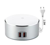 MINGWU Intelligent LED Night Light, Touch Control Bedside Lamp with 3 Brightness Levels, Dual USB Fast Charging, Silver Metal Finish