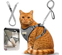 MingXpets Cat Harness and Leash for Walking, Retractable Cat Harnesses and Leash Set Escape Proof, Breathable Soft Kitten Small Large Harness for Travel Training and Walking, Black, S