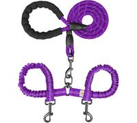 MingXpets Double Dog Leash, Dual Dog Leash, 360° Swivel Tangle Free Bungee Walking Training for Large Medium Dogs, Shock Absorbing Bungee Reflective for Two Dogs, 18~120 lbs, Purple