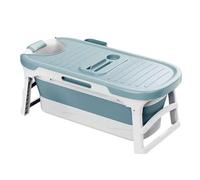 MINGYIHUI Folding Bathtub,Portable Bathtub Adult, 138X62X52cm Large Thicken Free Standing Soaking Barrel, Foldable Massage Sweat Steam Bath Tub With Lid, Bathroom Warm Spa Sauna(Color:Blue)