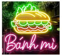 MINGYTN Sign Lamp Banh Mi Neon Light Asian Restaurant Wall Decor Lamp Food Bread 50X44cm(A)