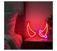 MINGYTN Sign Lamp Devil Horns & Angel Neon Lights Adjustable Brightness Suitable for Studio Bedroom Wall Decor 29cmx38cm(C)