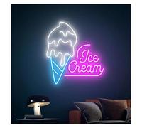 MINGYTN Sign Lamp Ice Cream Neon Sign Light Wall Decor Coffee Bar Shop Restaurant Decoration(D,50cm)