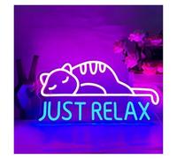 MINGYTN Sign Lamp Just Relax Neon Light Sign Cat for Wall Wedding Decor Party Bathroom Game Room 22x42.5cm