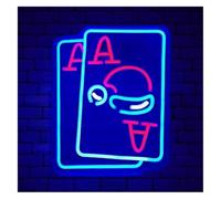 MINGYTN Sign Lamp Playing Cards Neon Lights for Bar Man Cave Game Room Nightclub Party Decor 38x30cm