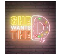 MINGYTN Sign Lamp She Wants The Donut Neon Sign Cafe Wall Decor Bakery Shop Welcome Bar 60cm(C)