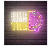 MINGYTN Sign Lamp She Wants The Donut Neon Sign Cafe Wall Decor Bakery Shop Welcome Bar 60cm(D)