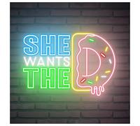 MINGYTN Sign Lamp She Wants The Donut Neon Sign Cafe Wall Decor Bakery Shop Welcome Bar 60cm(E)