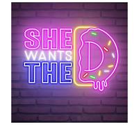 MINGYTN Sign Lamp She Wants The Donut Neon Sign Cafe Wall Decor Bakery Shop Welcome Bar 60cm(G)