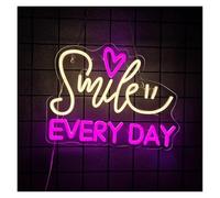 MINGYTN Sign Lamp Smile Every Day Neon Sign, Light for Wall Decor Bedroom Kids Room Party Pink Wall Art Decor 34cmх28.5cm