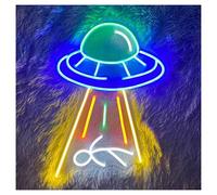 MINGYTN Sign Lamp UFO Alien Neon Lights with Adjustable Brightness Suitable for Man Cave Home Wall Decor 35cmx35cm