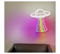 MINGYTN Sign Lamp UFO Rainbow Neon Light with Adjustable Brightness Suitable for Festive Party Decor 38cmx43cm(A)