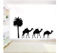 MINGYUANS Black Camel and Palm Tree Silhouette Wall Sticker, Suitable for Children's Room and Bedroom, Creating an Exotic Atmosphere 78 x 42 cm