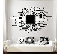MINGYUANS Black Removable Wall Sticker with Circuit Board Design, Suitable for Tech-themed Room Decor, Creating a Modern and Technological Atmosphere, 67x42 cm