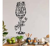 MINGYUANS Black Removable Wall Sticker with Keep Calm and Drink Wine Design, Suitable for Kitchen Decor, Creating a Relaxed Atmosphere 70 cm x 28 cm