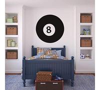 MINGYUANS Black Removable Wall Sticker with Pool Ball Number 8 Design - Wall Decal for Kids' Rooms or Game Rooms to Create a Sporty Atmosphere50X50 cm