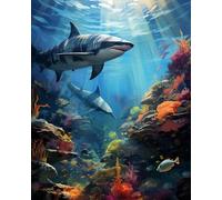 MINGYUANS DIY Number Painting Underwater World Shark and Coral Reef Landscape Art Kit 40x50cm Unframed Hand-Painted Coloring Picture for Home Decor Adding Mysterious and Lively Atmosphere