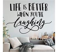MINGYUANS Life is Better When You're Laughing - Removable Black Wall Sticker, Suitable for Living Room or Office, Creating a Positive and Optimistic Atmosphere43X63Cm