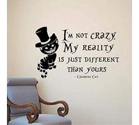 MINGYUANS Mad Hatter Character Black Removable Wall Sticker, Suitable for Bedroom and Study, Creating a Fun Dreamy Atmosphere90X57 cm