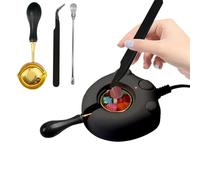 MINGYUESKY Cat Claw Shape Electric Wax Seal Warmer, with Spoon, Tweezers and Stir Stick, Great Tool for Melting Wax Seal Sticks Sealing Wax Beads (01Black)