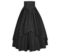 Mingyuezai Women Victorian Skirt Medieval Renaissance Peasant Skirt, Z2880bk, M