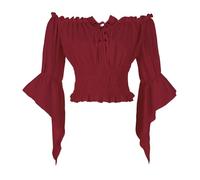 Mingyuezai Womens Renaissance Peasant Blouse Off Shoulder Trumpet Sleeve Medieval Tops