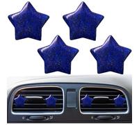 MINGZAIQIPEI 4Pcs Star Crystal Style Car Vent Clips - Auto Decoration with Natural Quartz, Cute Car Interior Decor for Women (Dark Blue)