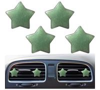 MINGZAIQIPEI 4Pcs Star Crystal Style Car Vent Clips - Auto Decoration with Natural Quartz, Cute Car Interior Decor for Women (Green)