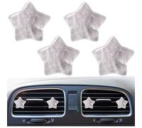 MINGZAIQIPEI 4Pcs Star Crystal Style Car Vent Clips - Auto Decoration with Natural Quartz, Cute Car Interior Decor for Women (White)