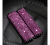 MINGZAIQIPEI Bling Bling 2PCS Car Safety Belt Covers - Crystal Diamond Seat Belt Shoulder Pads for Women or Girls (Pink)