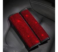 MINGZAIQIPEI Bling Bling 2PCS Car Safety Belt Covers - Crystal Diamond Seat Belt Shoulder Pads for Women or Girls (Red)