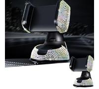 MINGZAIQIPEI Bling Crystal Diamond Universal Car Phone Mount Holder with One More Air Vent Base,Cradle for Dashboard,Windshield and Air Vent Adapt for Women or Men (Colorful)