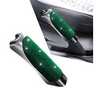 MINGZAIQIPEI Bling Diamond Studded Car Shift Gear Handbrake Cover,Handbrake Shell Pull Handle, Rhinestone Handbrake Protective Cover,Universal for Most Cars (Green)