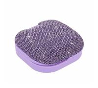 MINGZAIQIPEI Bling Sparkle Rhinestone Retainer Case, Denture Case Night Guard Mouth Guard with Mirror and Ventilation Holes (Purple)