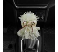 MINGZAIQIPEI Car Cute Beige Lace Style Auto Interior Accessories Four Seasons Universal Fit Most Car SUV (Gear Shift Cover)