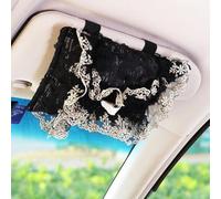 MINGZAIQIPEI Car Cute Black Golden Lace Petals Auto Interior Accessories Four Seasons Universal Fit Most Car SUV (Sun Visor Tissue Box)