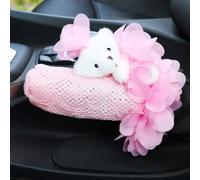 MINGZAIQIPEI Car Cute Pink Petal Lace Auto Interior Accessories Four Seasons Universal Fit Most Car SUV (Hand Brake Set)